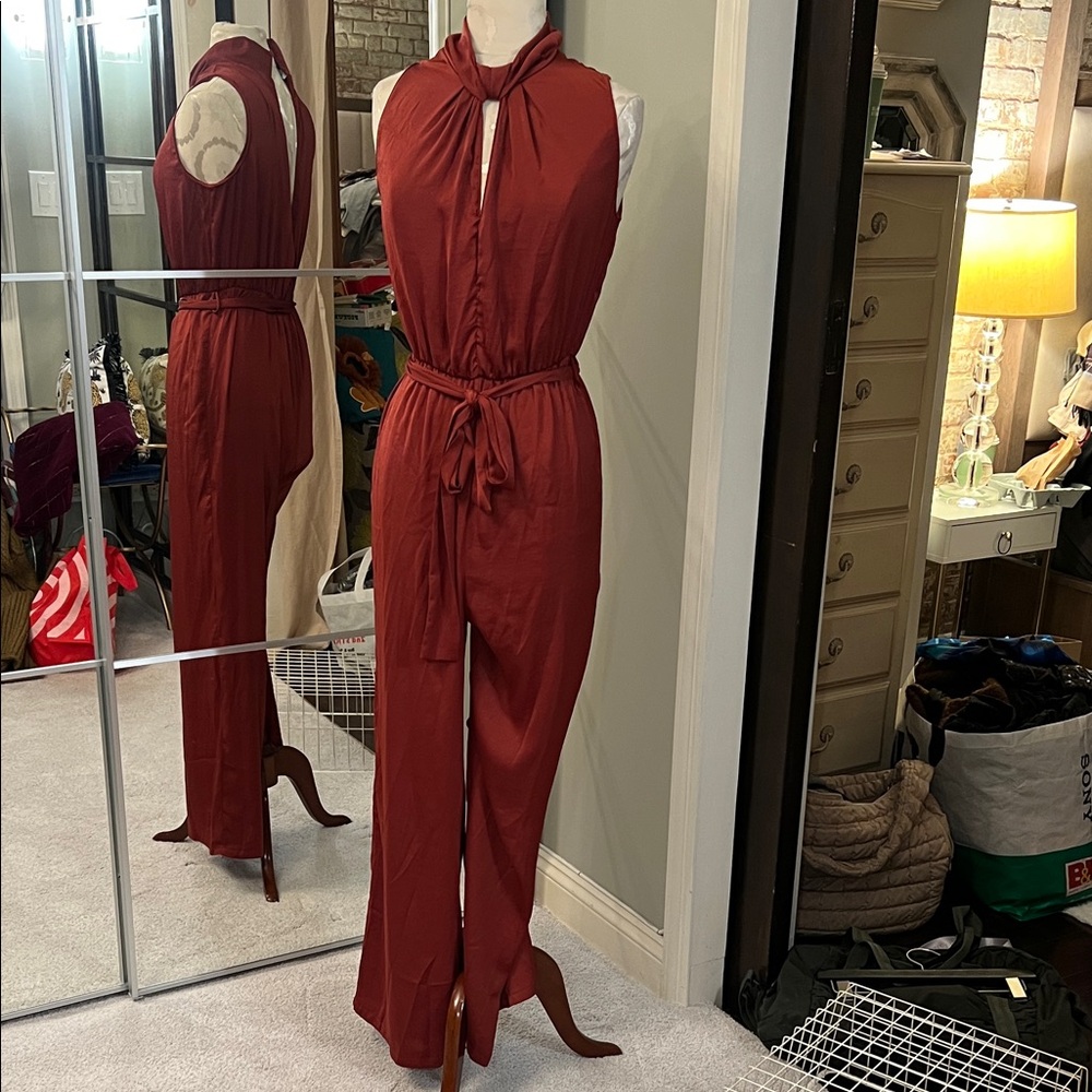 Lush Terracotta Halter‎ Jumpsuit